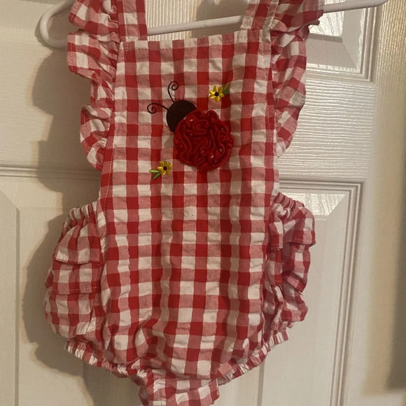 Goodlad Gingham Ladybug Ruffle Romper - Picture 3 of 7